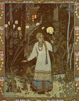 Ivan Bilibin, Vasilisa the Beautiful leaves the house of Forest Witch