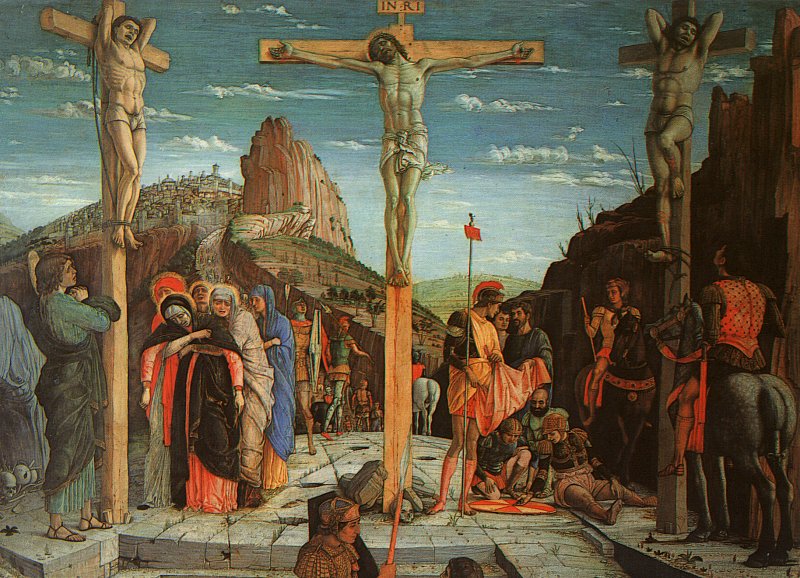 Andrea Mantegna, The Crucifiction from the Predella of St Zenon altarpiece. CLICKABLE!